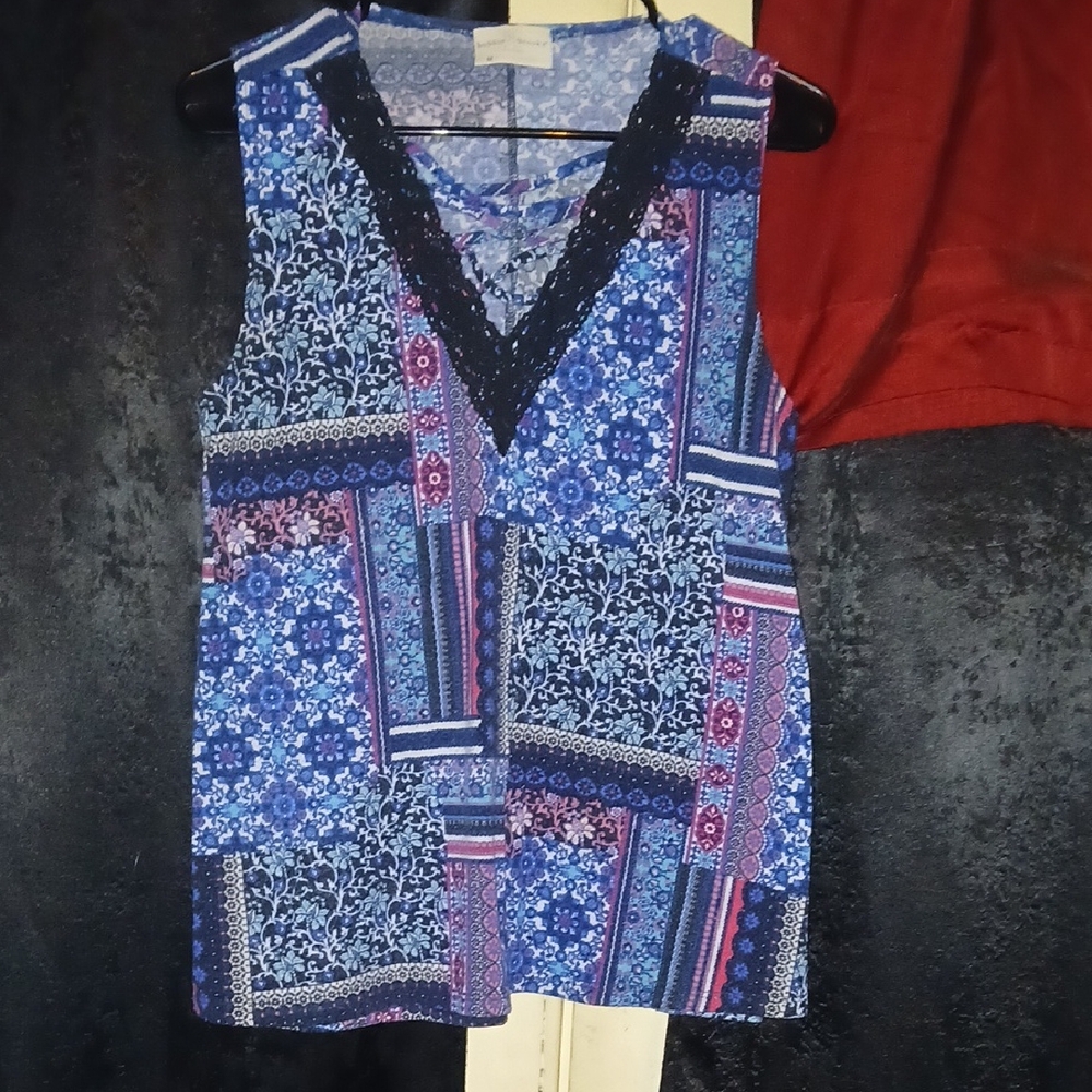 Bobbie Brooks Blue and Purple Patchwork Blouse